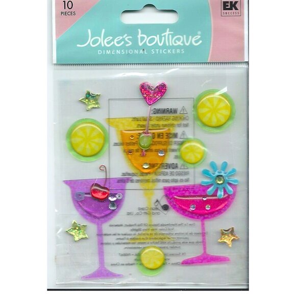 Martini Stickers Jolee's Boutique Dimensional Drinks Sticker Pack EK SUCCESS - Picture 1 of 2